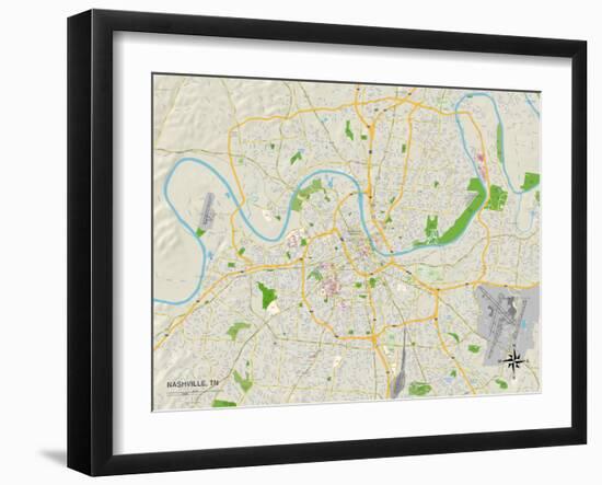Political Map of Nashville, TN-null-Framed Art Print