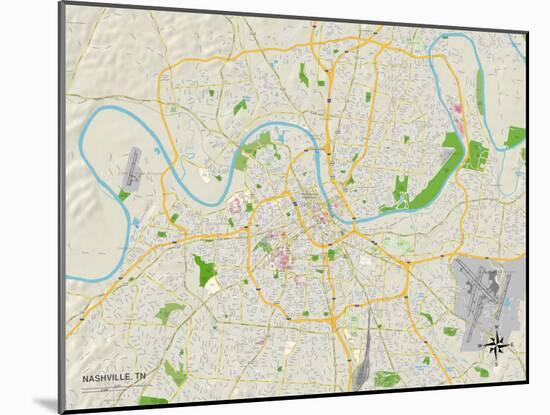 Political Map of Nashville, TN-null-Mounted Art Print