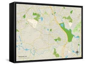 Political Map of Needham, MA-null-Framed Stretched Canvas