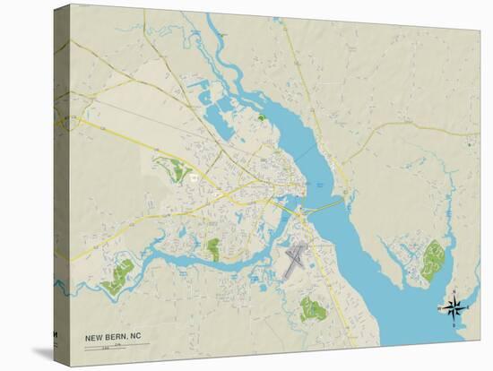 Political Map of New Bern, NC-null-Stretched Canvas