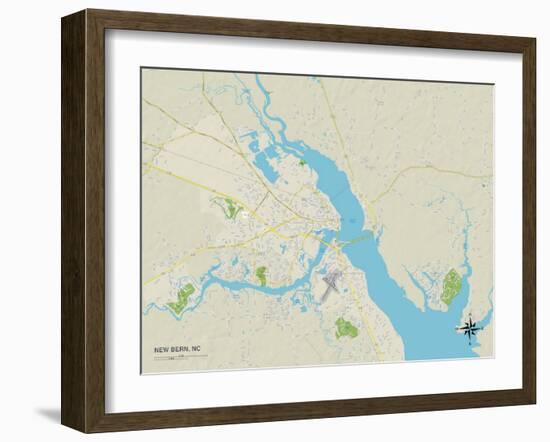 Political Map of New Bern, NC-null-Framed Art Print