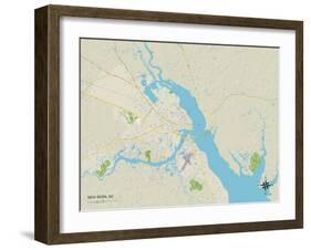 Political Map of New Bern, NC-null-Framed Art Print