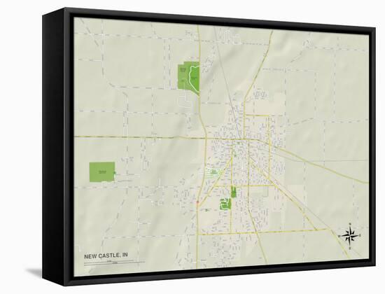 Political Map of New Castle, IN-null-Framed Stretched Canvas