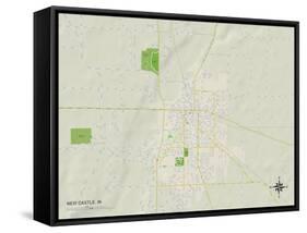 Political Map of New Castle, IN-null-Framed Stretched Canvas