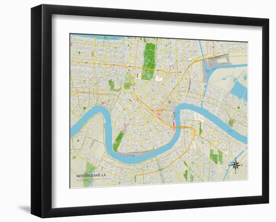 Political Map of New Orleans, LA-null-Framed Art Print