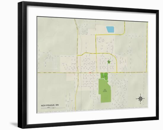 Political Map of New Prague, MN-null-Framed Art Print