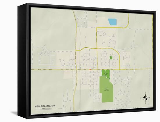 Political Map of New Prague, MN-null-Framed Stretched Canvas