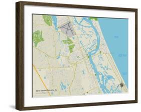 Political Map of New Smyrna Beach, FL-null-Framed Art Print