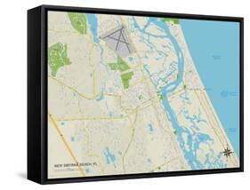 Political Map of New Smyrna Beach, FL-null-Framed Stretched Canvas