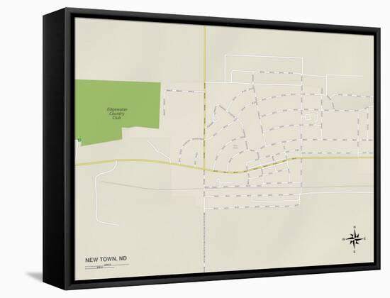 Political Map of New Town, ND-null-Framed Stretched Canvas