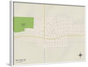 Political Map of New Town, ND-null-Framed Art Print