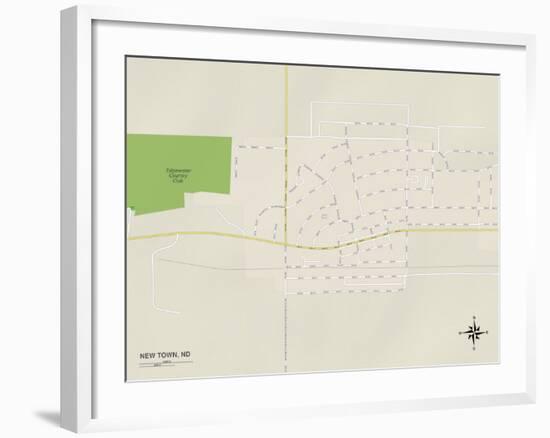 Political Map of New Town, ND-null-Framed Art Print