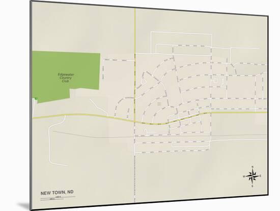 Political Map of New Town, ND-null-Mounted Art Print