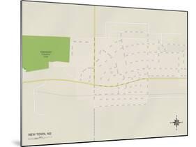 Political Map of New Town, ND-null-Mounted Art Print