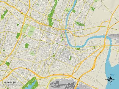 'Political Map of Newark, NJ' Posters | AllPosters.com