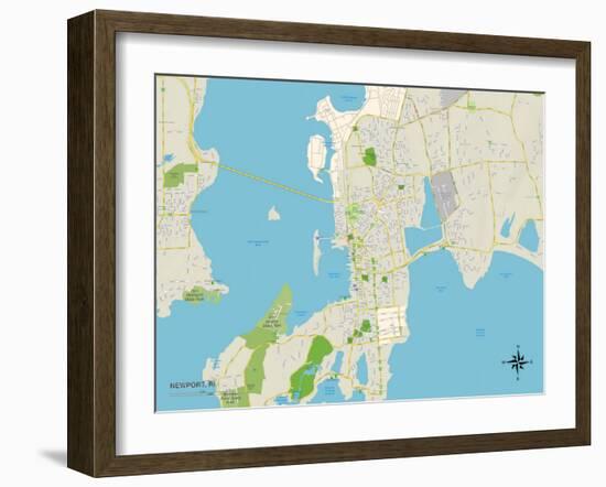 Political Map of Newport, RI-null-Framed Art Print