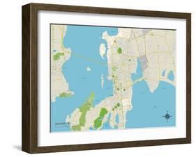 Political Map of Newport, RI-null-Framed Art Print