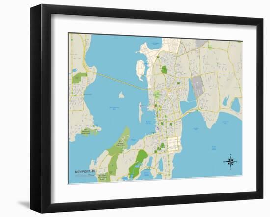 Political Map of Newport, RI-null-Framed Art Print