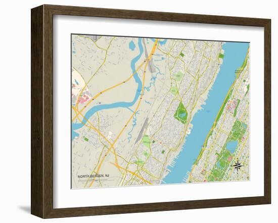 Political Map of North Bergen, NJ-null-Framed Art Print