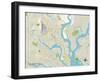 Political Map of North Charleston, SC-null-Framed Art Print