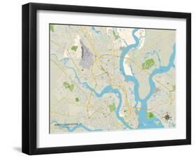 Political Map of North Charleston, SC-null-Framed Art Print