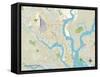 Political Map of North Charleston, SC-null-Framed Stretched Canvas