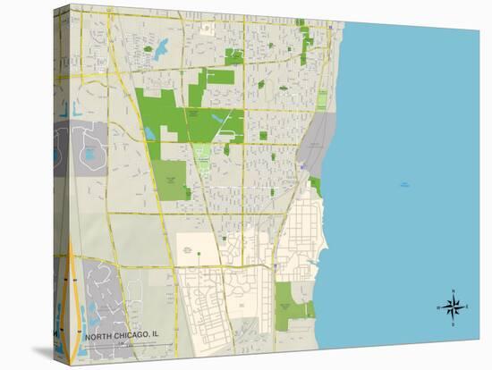 Political Map of North Chicago, IL-null-Stretched Canvas