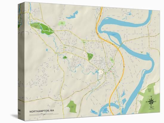 Political Map of Northampton, MA-null-Stretched Canvas