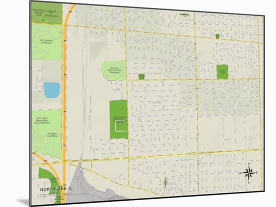 Political Map of Northlake, IL-null-Mounted Art Print