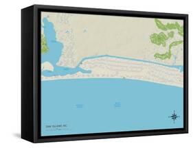 Political Map of Oak Island, NC-null-Framed Stretched Canvas