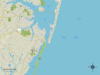 'Political Map of Ocean City, MD' Prints | AllPosters.com