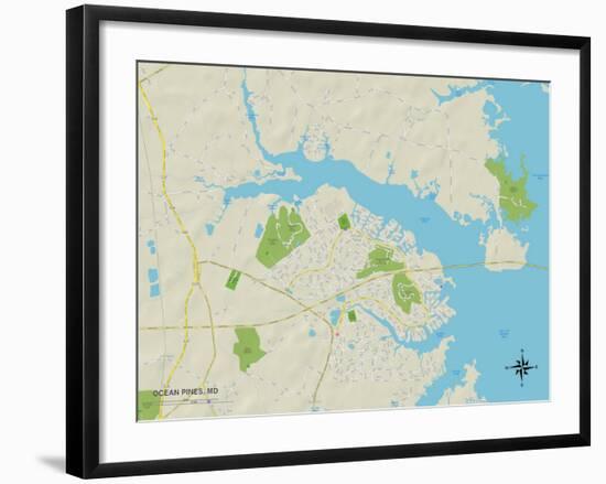 Political Map of Ocean Pines, MD-null-Framed Art Print