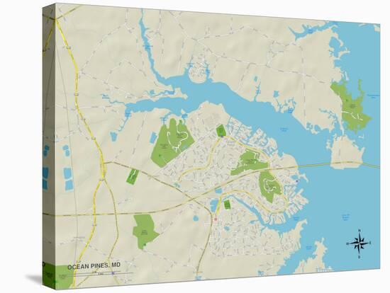 Political Map of Ocean Pines, MD-null-Stretched Canvas