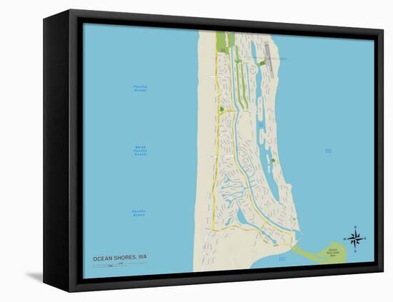 Political Map of Ocean Shores, WA-null-Framed Stretched Canvas