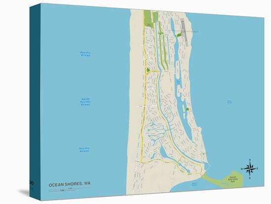 Political Map of Ocean Shores, WA-null-Stretched Canvas