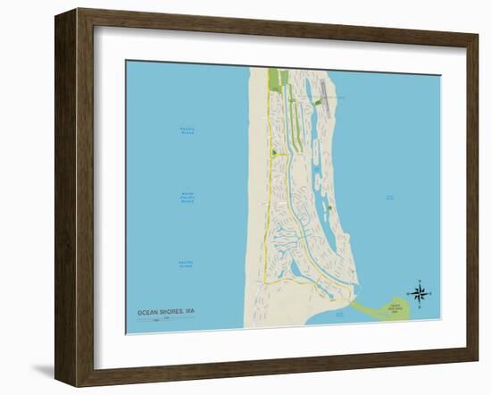 Political Map of Ocean Shores, WA-null-Framed Art Print