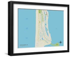 Political Map of Ocean Shores, WA-null-Framed Art Print