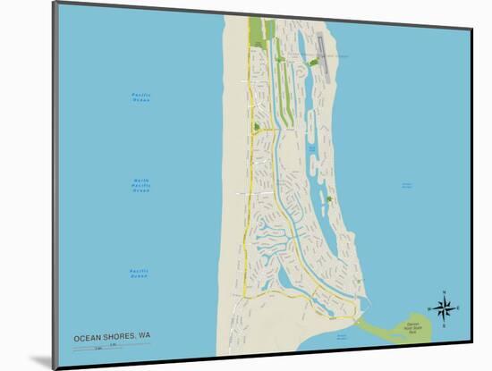 Political Map of Ocean Shores, WA-null-Mounted Art Print