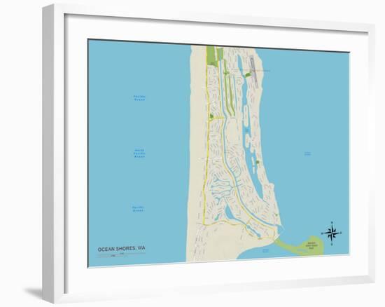 Political Map of Ocean Shores, WA-null-Framed Art Print