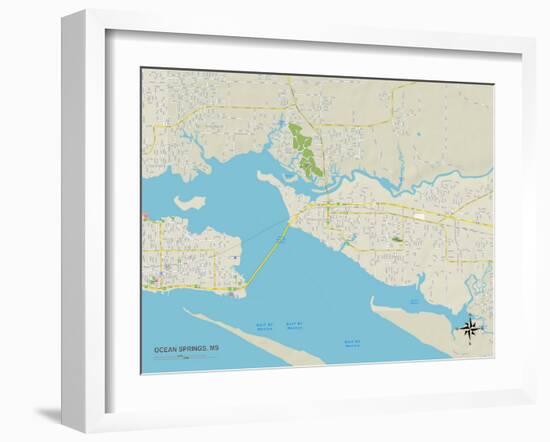 Political Map of Ocean Springs, MS-null-Framed Art Print