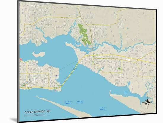 Political Map of Ocean Springs, MS-null-Mounted Art Print