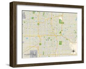 Political Map of Oklahoma City, OK-null-Framed Art Print