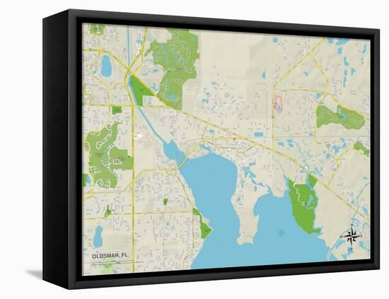 Political Map of Oldsmar, FL-null-Framed Stretched Canvas