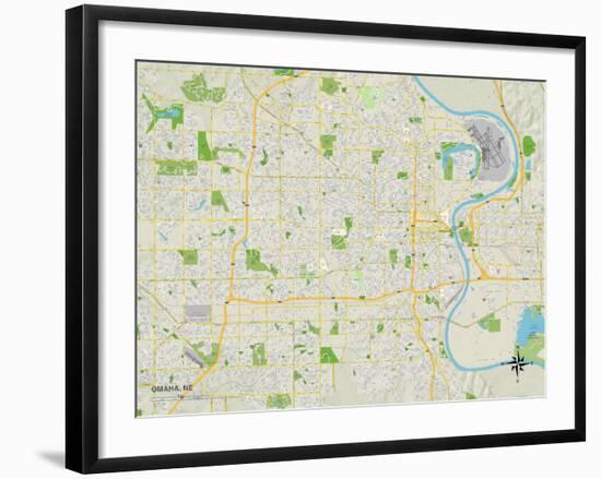 Political Map of Omaha, NE-null-Framed Art Print