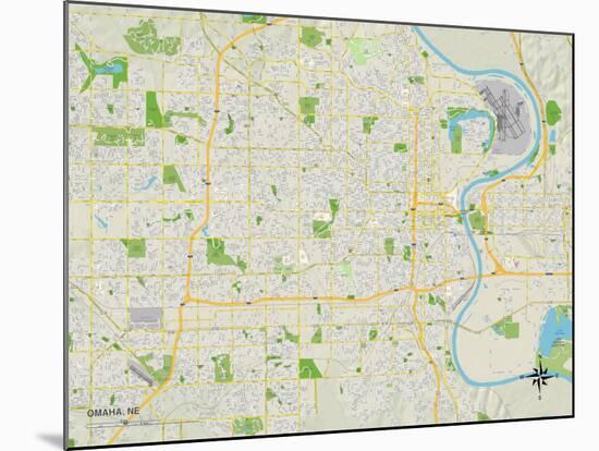 Political Map of Omaha, NE-null-Mounted Art Print