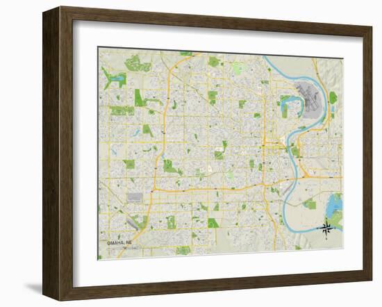 Political Map of Omaha, NE-null-Framed Art Print