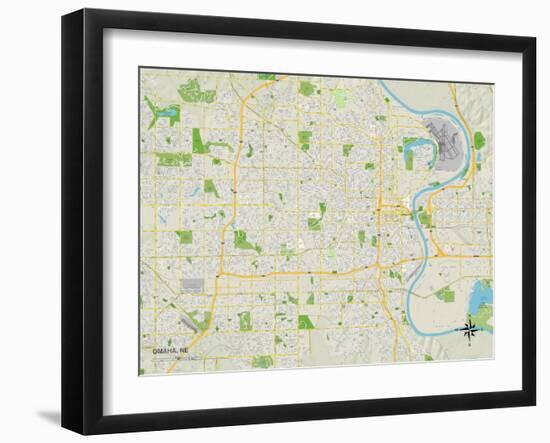 Political Map of Omaha, NE-null-Framed Art Print