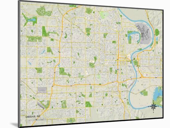 Political Map of Omaha, NE-null-Mounted Art Print