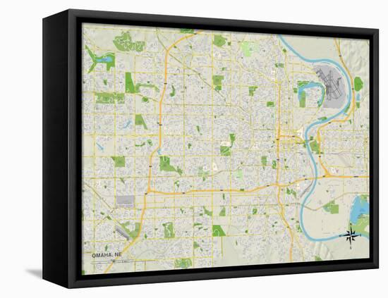 Political Map of Omaha, NE-null-Framed Stretched Canvas