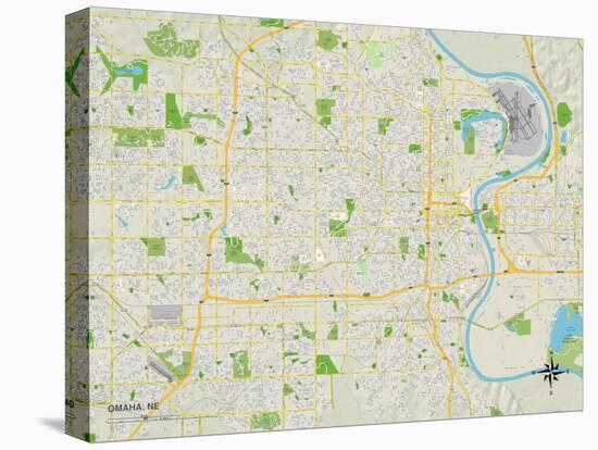 Political Map of Omaha, NE-null-Stretched Canvas